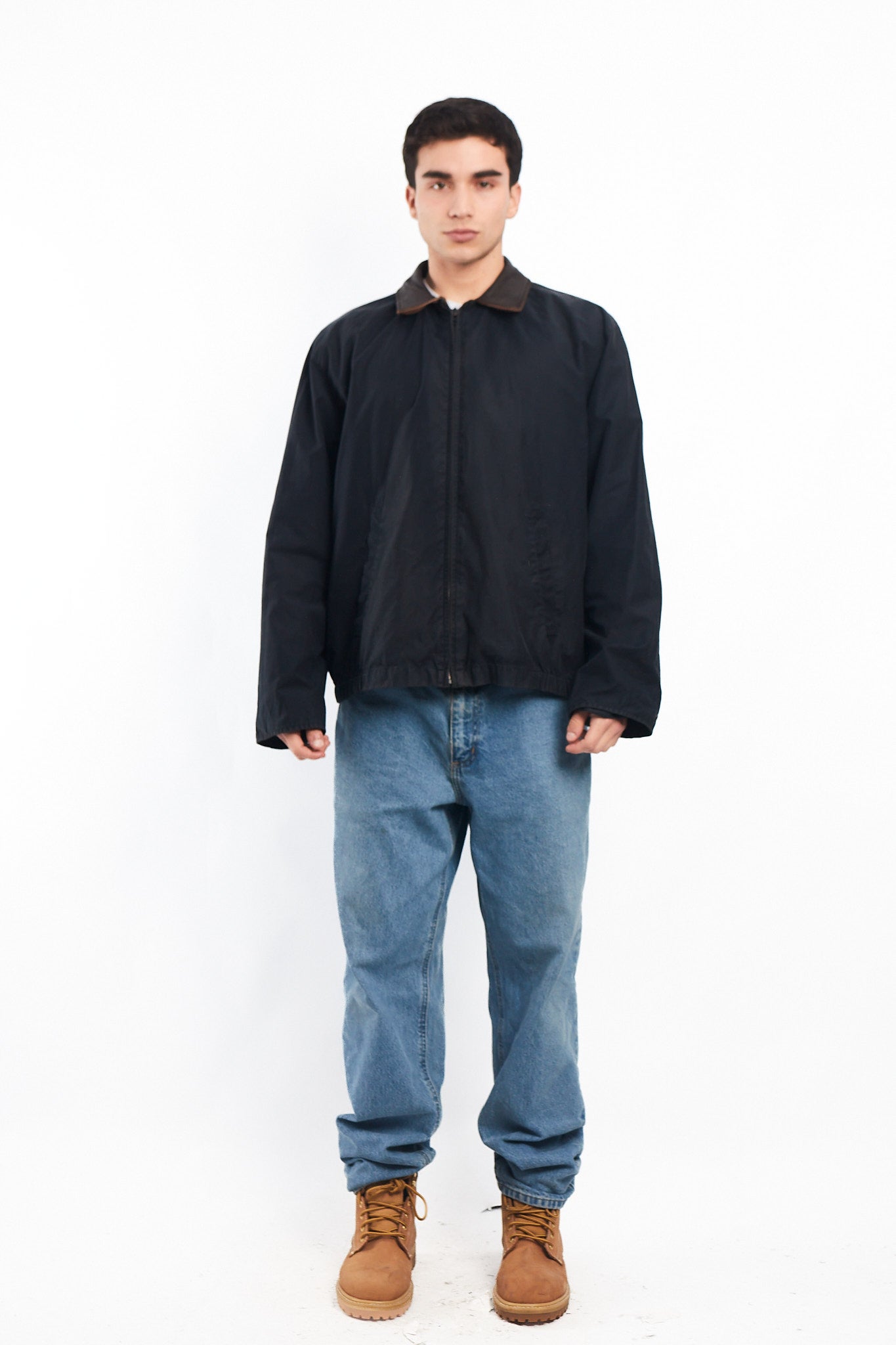 2000 Nautica Leather Collar Harrington Jacket (L)