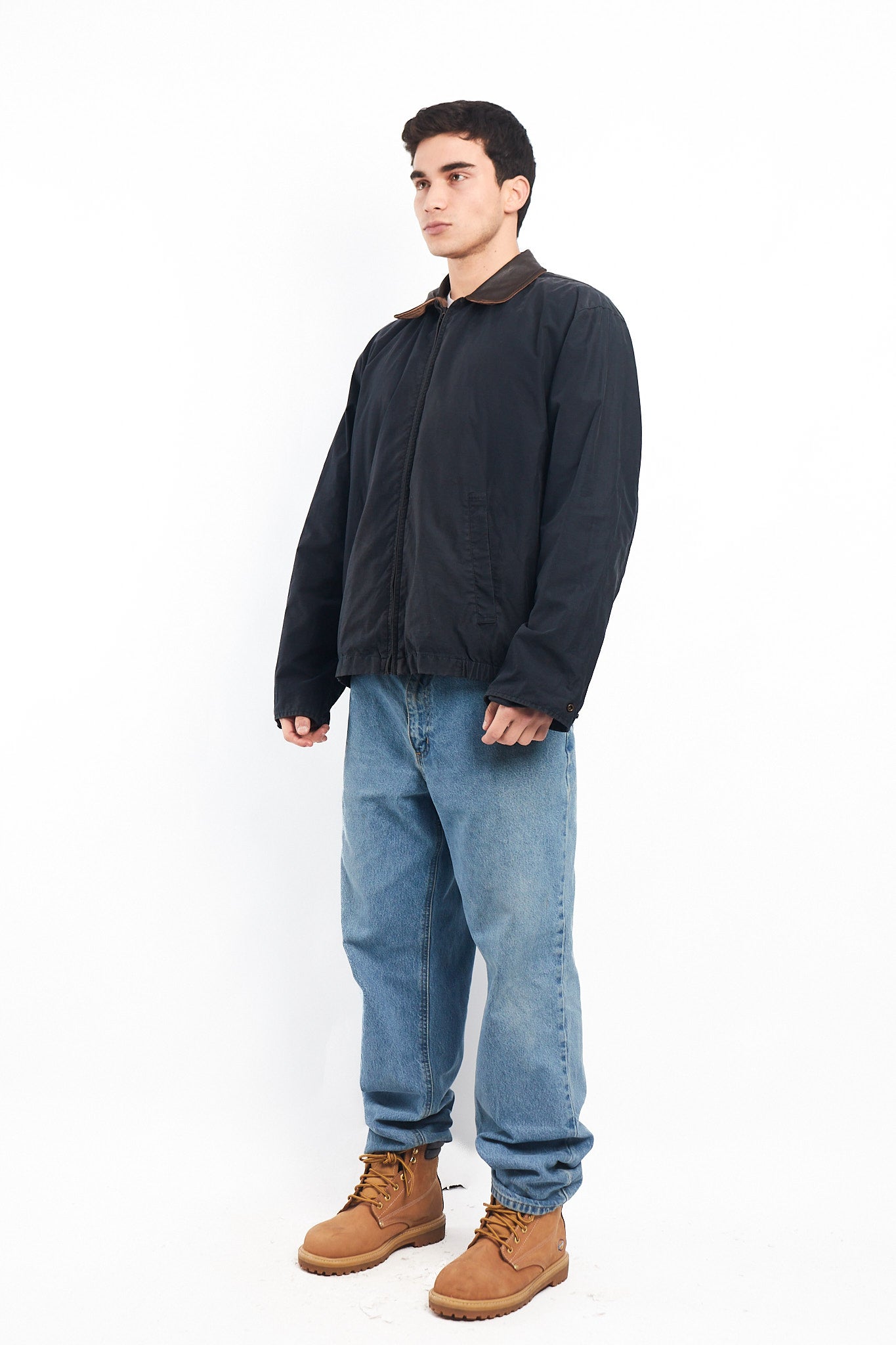 2000 Nautica Leather Collar Harrington Jacket (L)
