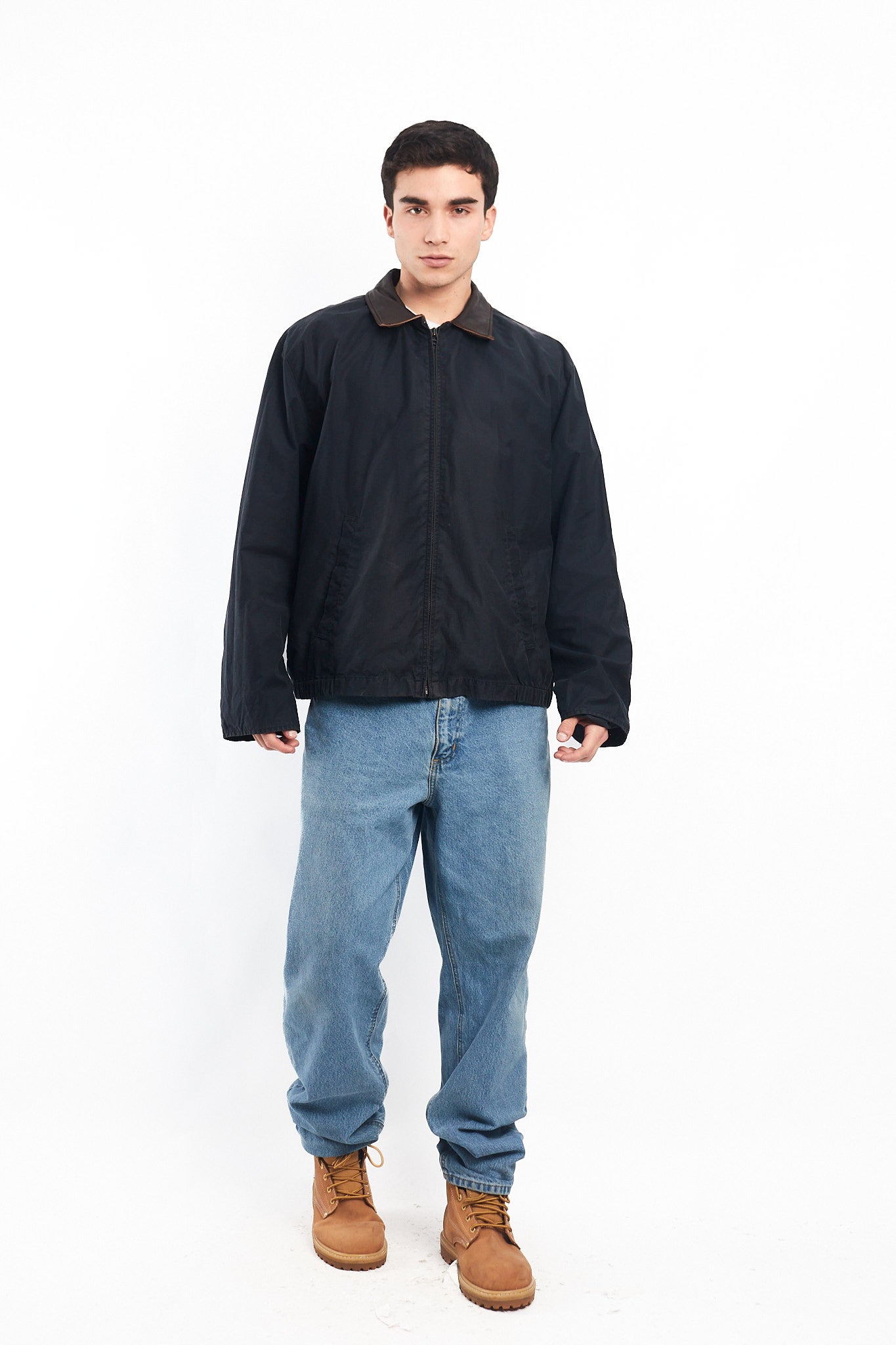 2000 Nautica Leather Collar Harrington Jacket (L)