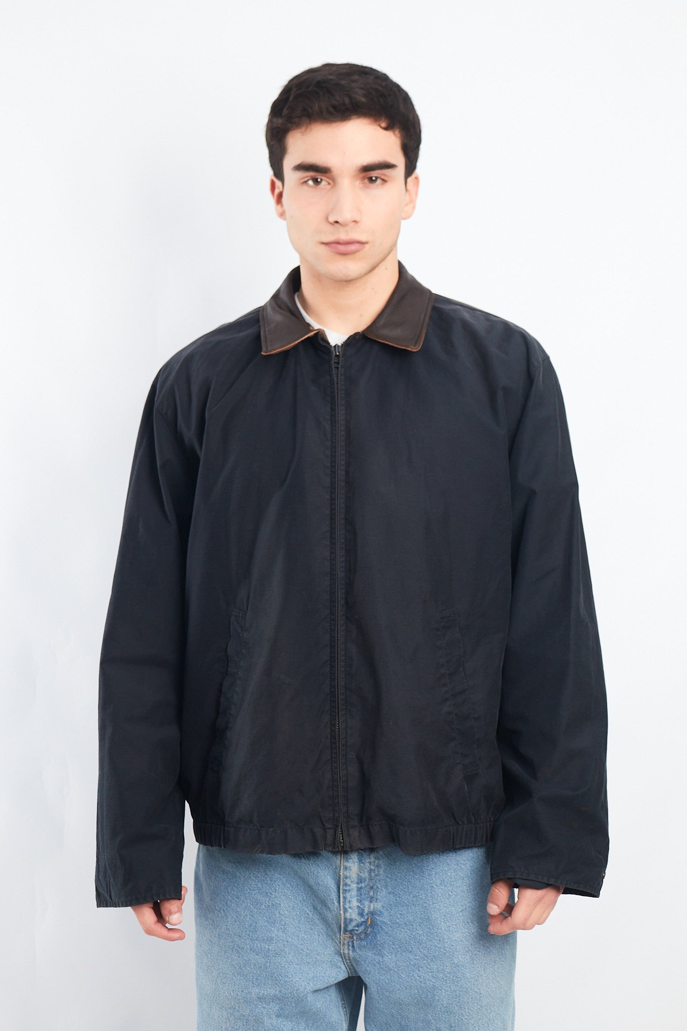 2000 Nautica Leather Collar Harrington Jacket (L)