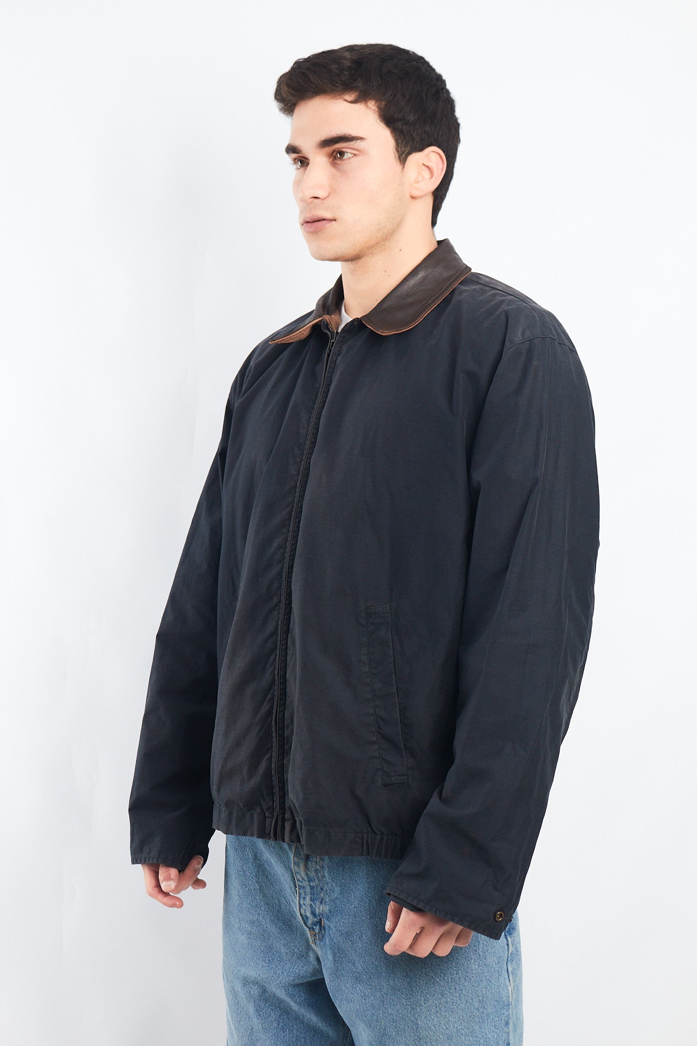 2000 Nautica Leather Collar Harrington Jacket (L)