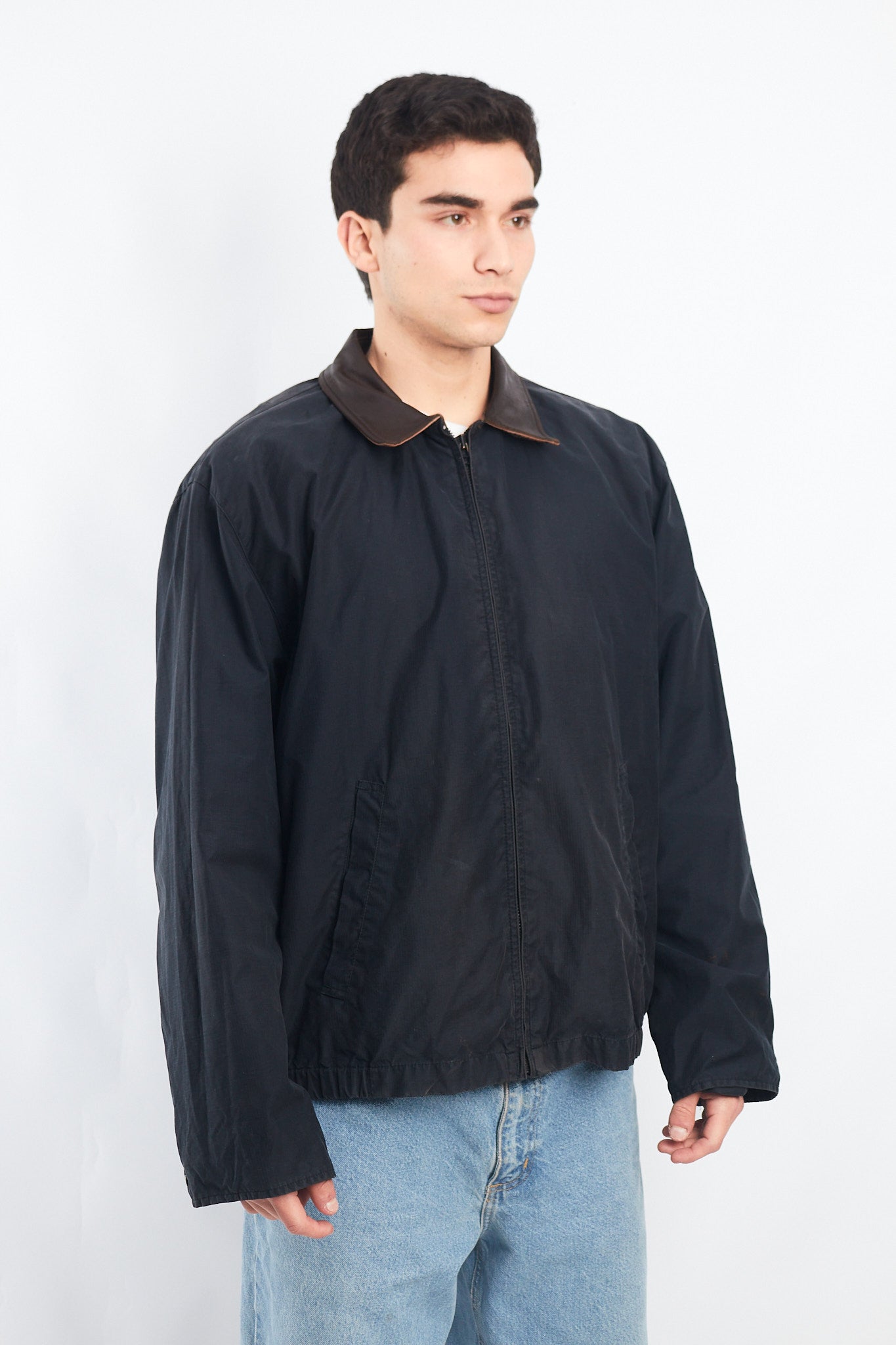 2000 Nautica Leather Collar Harrington Jacket (L)