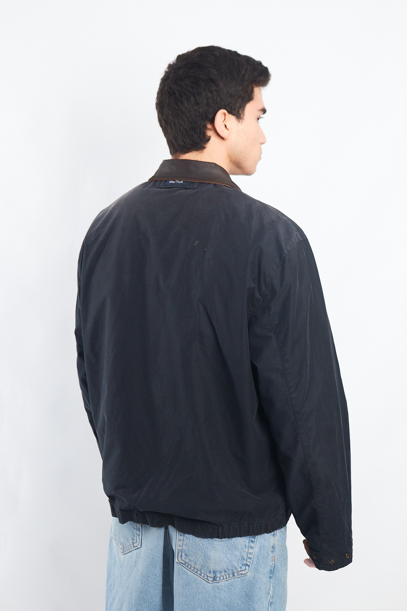 2000 Nautica Leather Collar Harrington Jacket (L)
