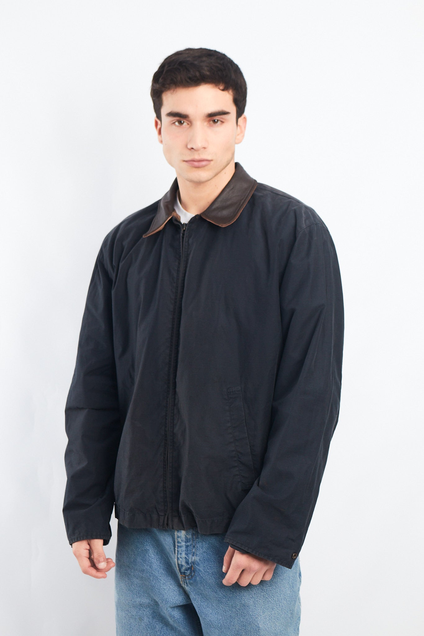 2000 Nautica Leather Collar Harrington Jacket (L)
