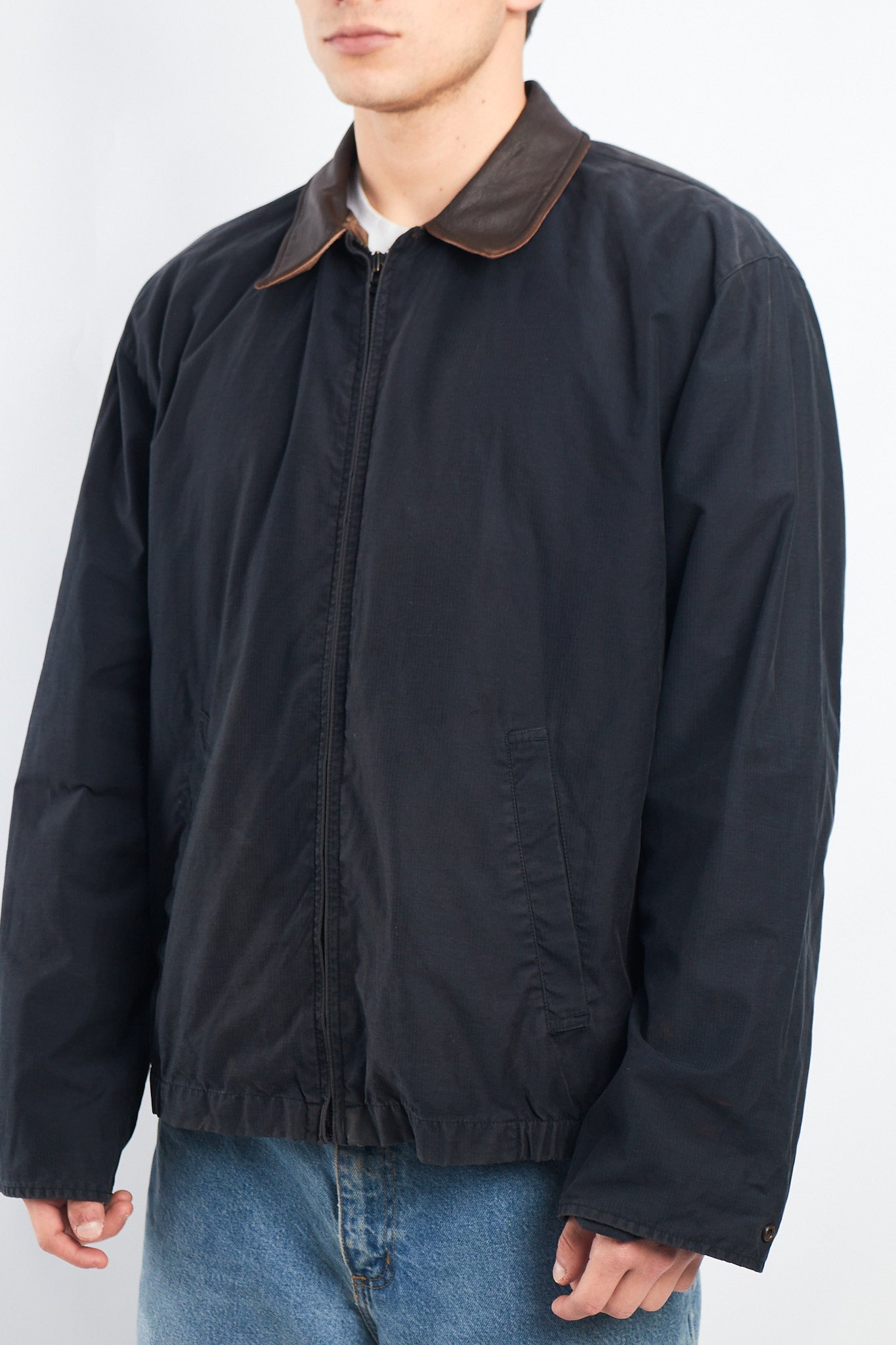 2000 Nautica Leather Collar Harrington Jacket (L)