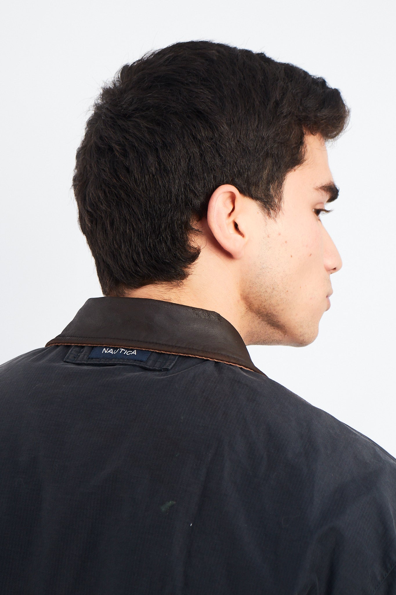 2000 Nautica Leather Collar Harrington Jacket (L)