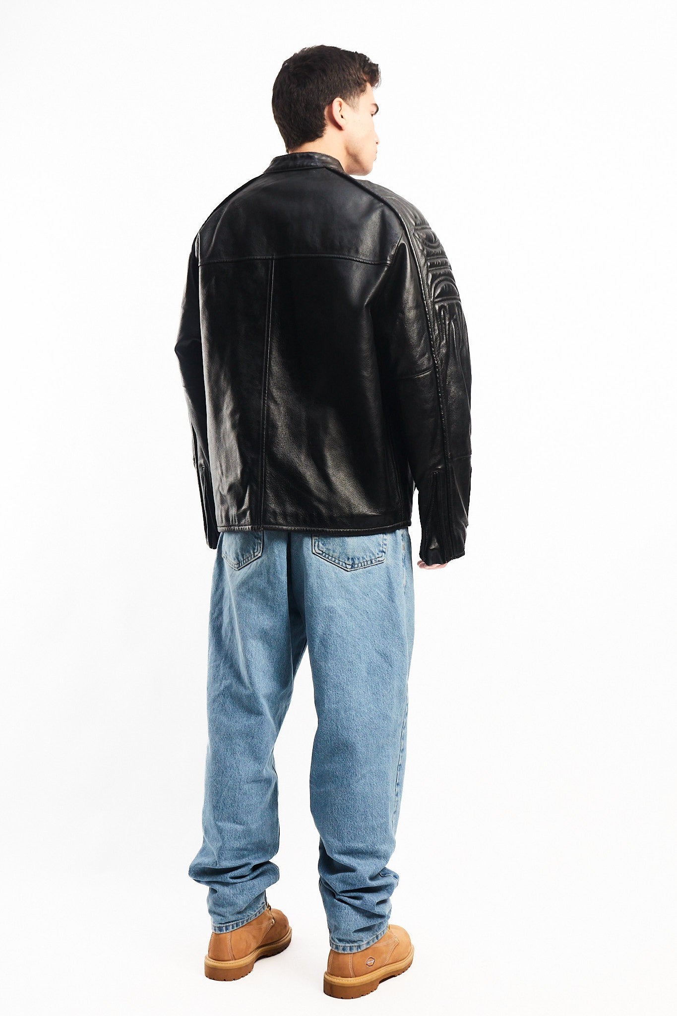 Vintage Max USA Flame Motocross Leather Jacket (L/XL)