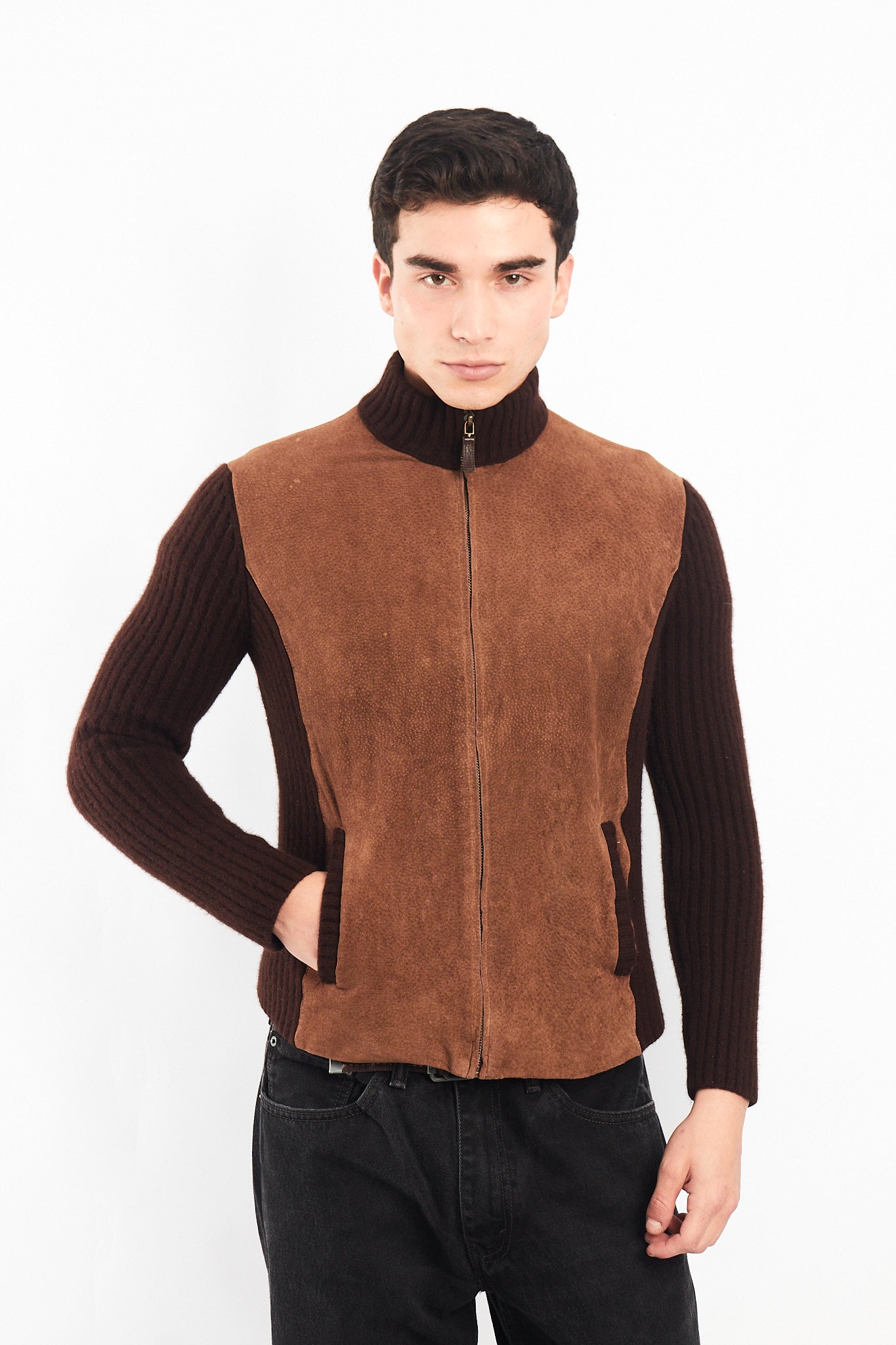 2000 Lauren RL Leather/Angora Rabbit ,Merino and Cashmere Wool Jacket (S/M)