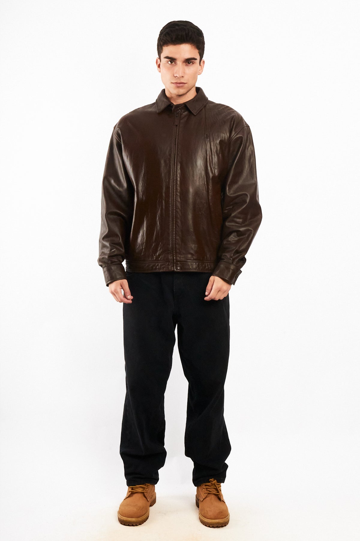 2000 Vintage Polo Ralph Lauren Brown Leather Harrington (M/L)