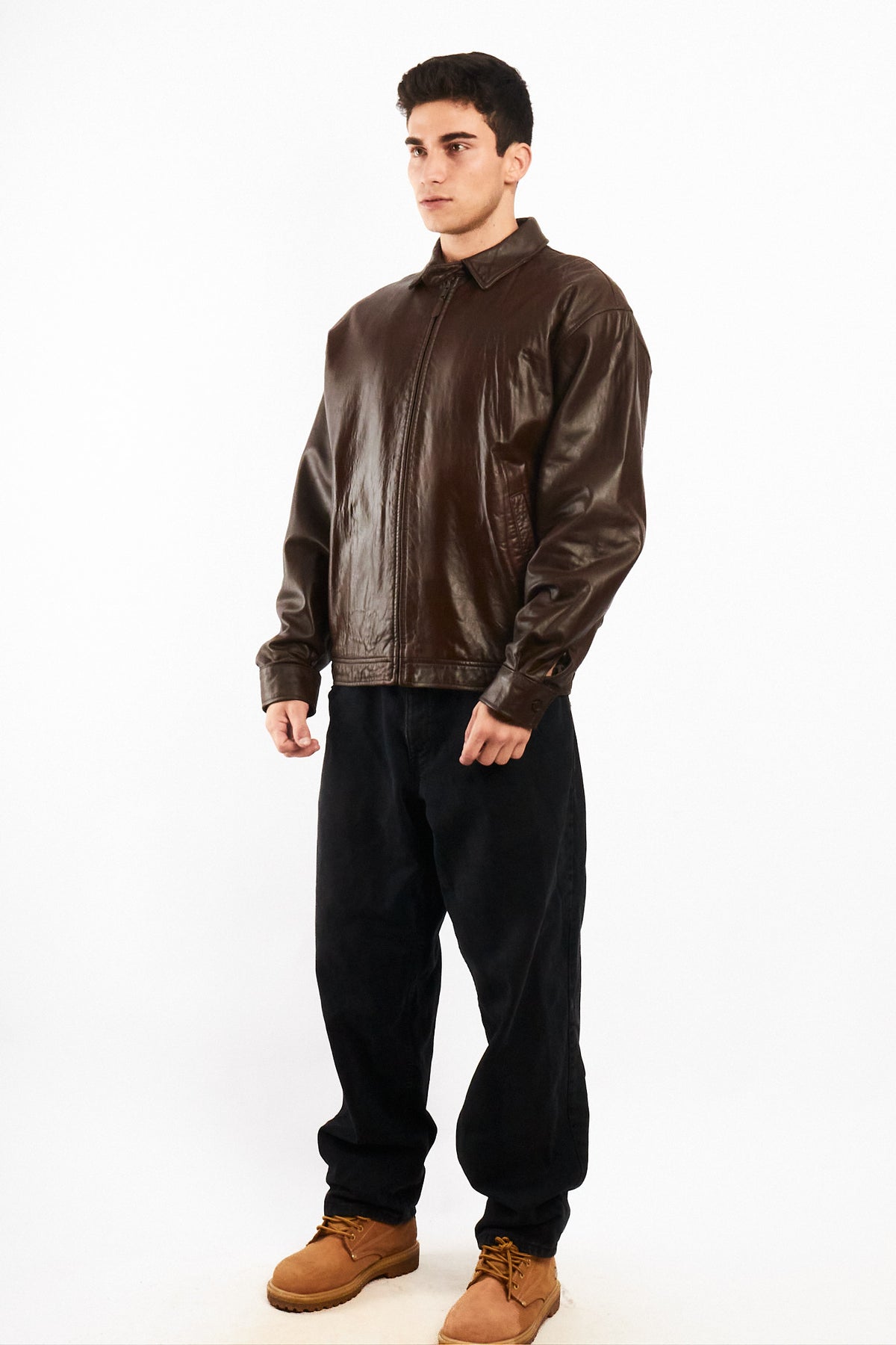 2000 Vintage Polo Ralph Lauren Brown Leather Harrington (M/L)