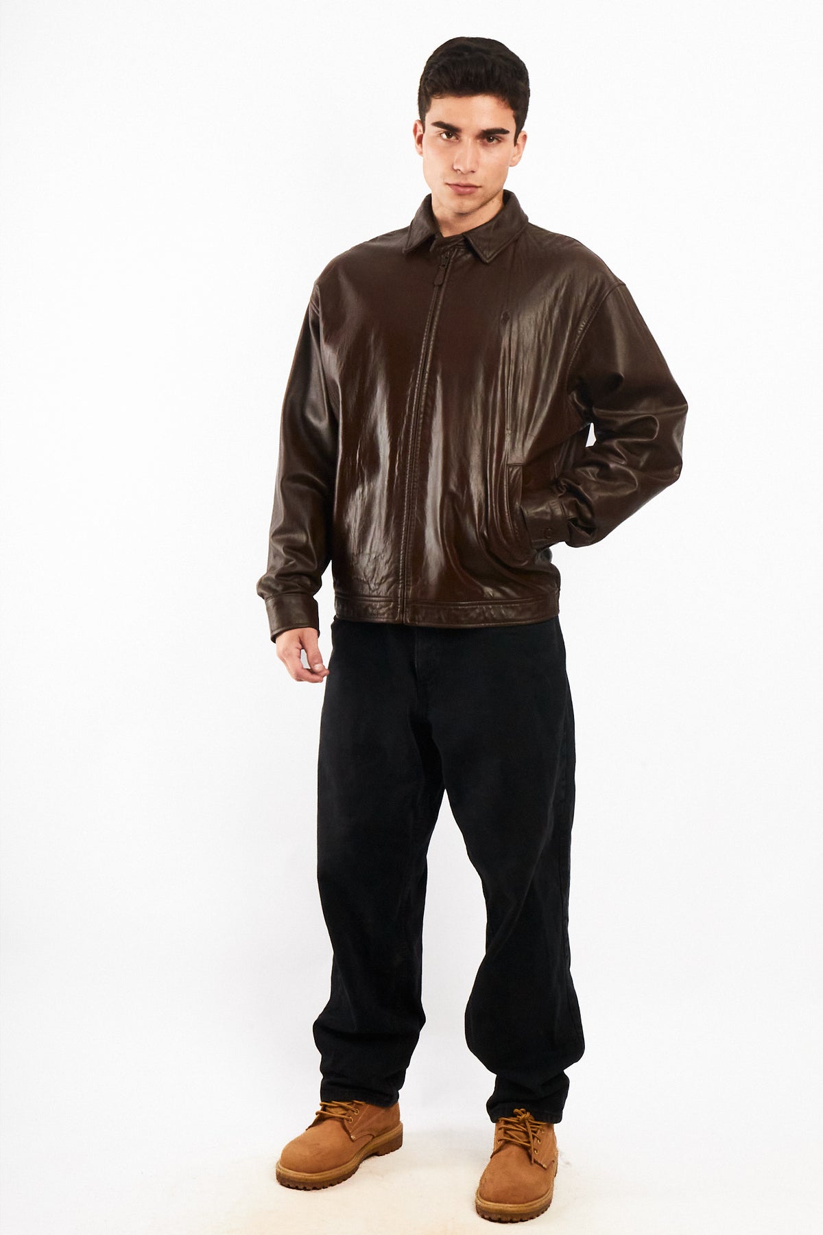 2000 Vintage Polo Ralph Lauren Brown Leather Harrington (M/L)
