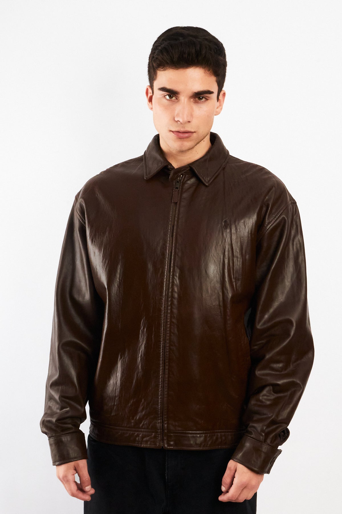 2000 Vintage Polo Ralph Lauren Brown Leather Harrington (M/L)