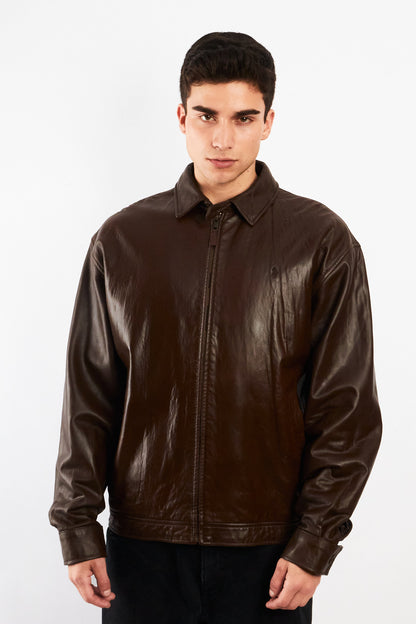 2000 Vintage Polo Ralph Lauren Brown Leather Harrington (M/L)