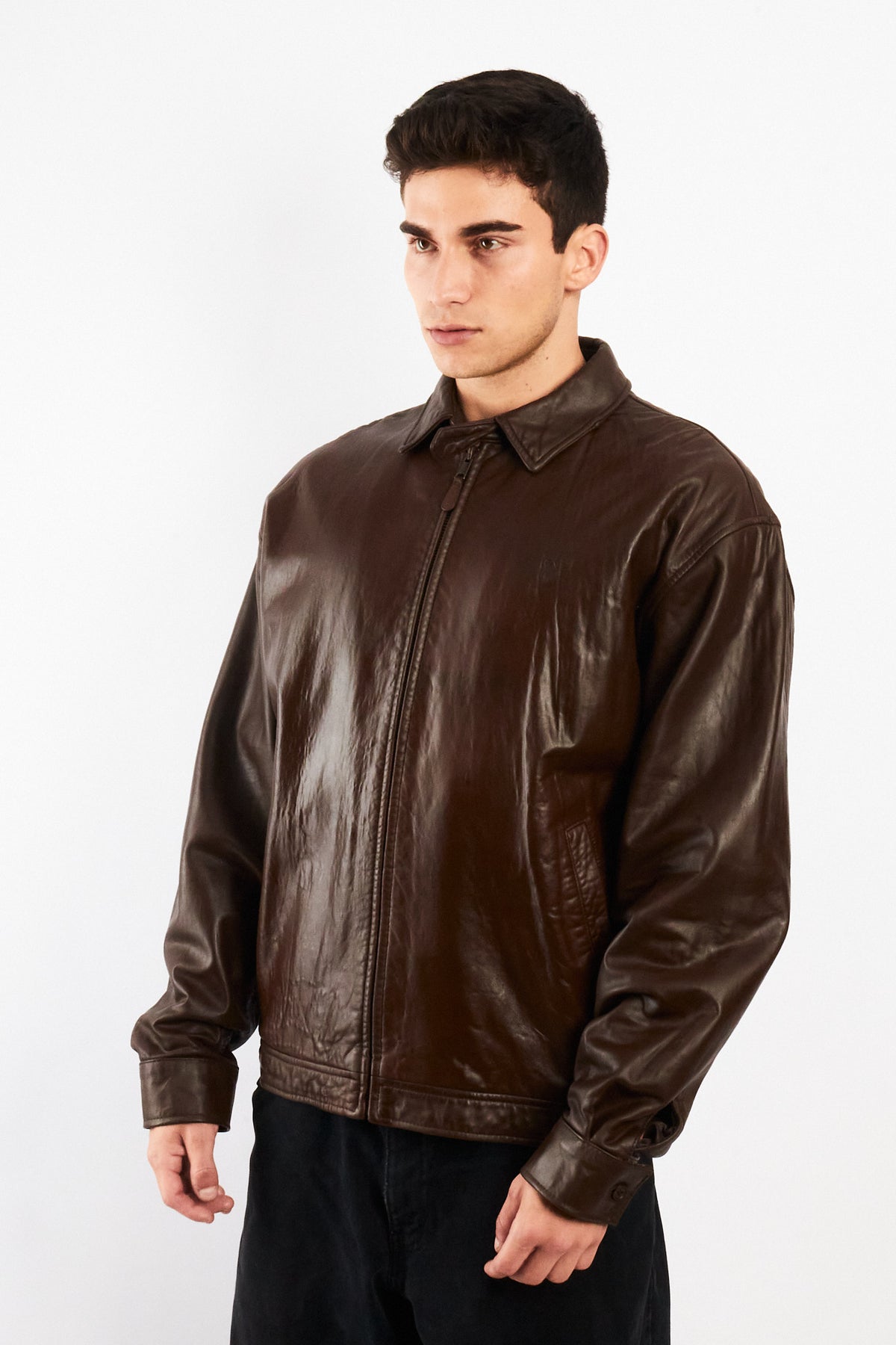 2000 Vintage Polo Ralph Lauren Brown Leather Harrington (M/L)
