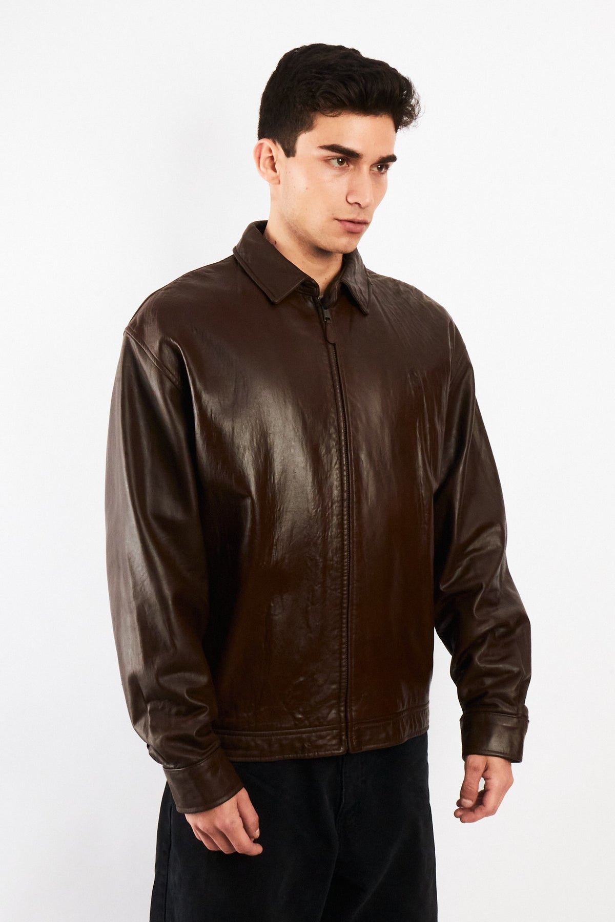 2000 Vintage Polo Ralph Lauren Brown Leather Harrington (M/L)