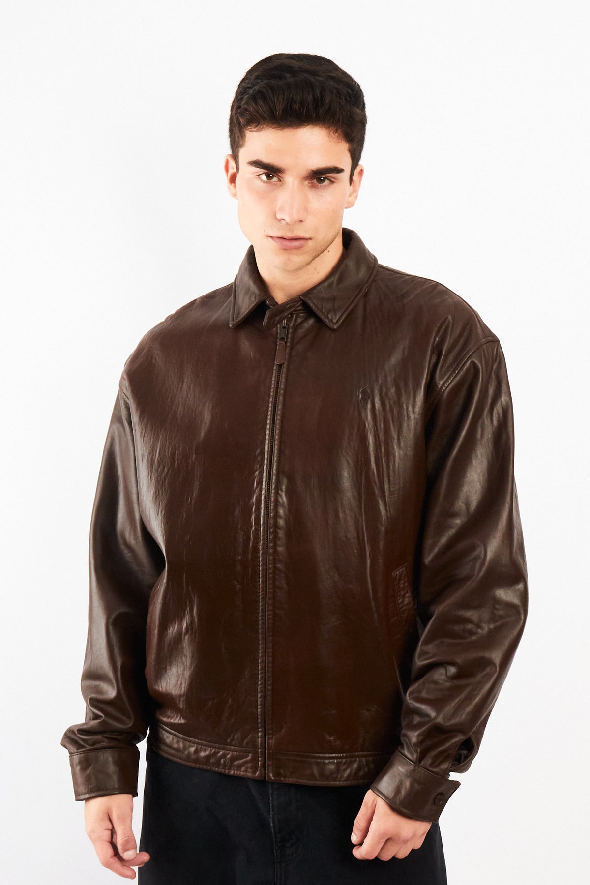 2000 Vintage Polo Ralph Lauren Brown Leather Harrington (M/L)