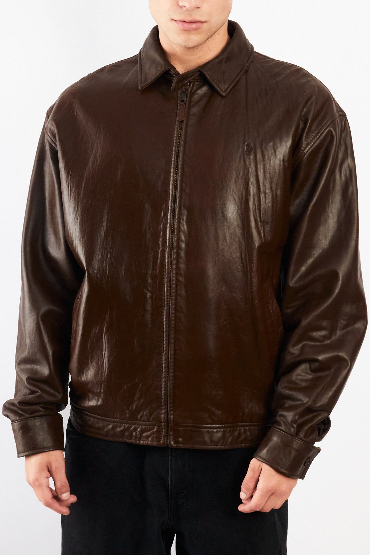 2000 Vintage Polo Ralph Lauren Brown Leather Harrington (M/L)