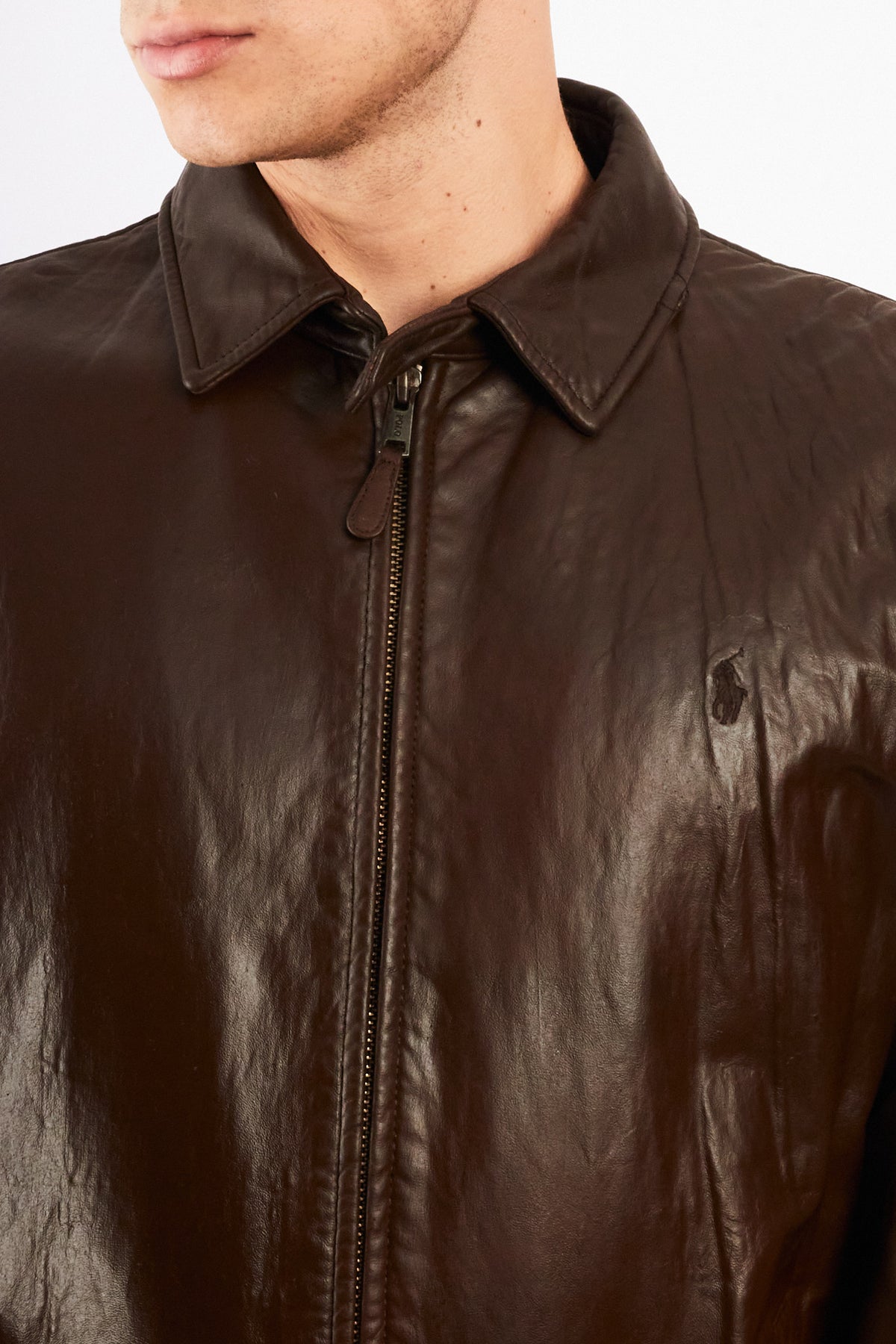 2000 Vintage Polo Ralph Lauren Brown Leather Harrington (M/L)