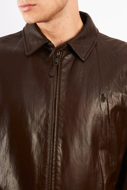 2000 Vintage Polo Ralph Lauren Brown Leather Harrington (M/L)