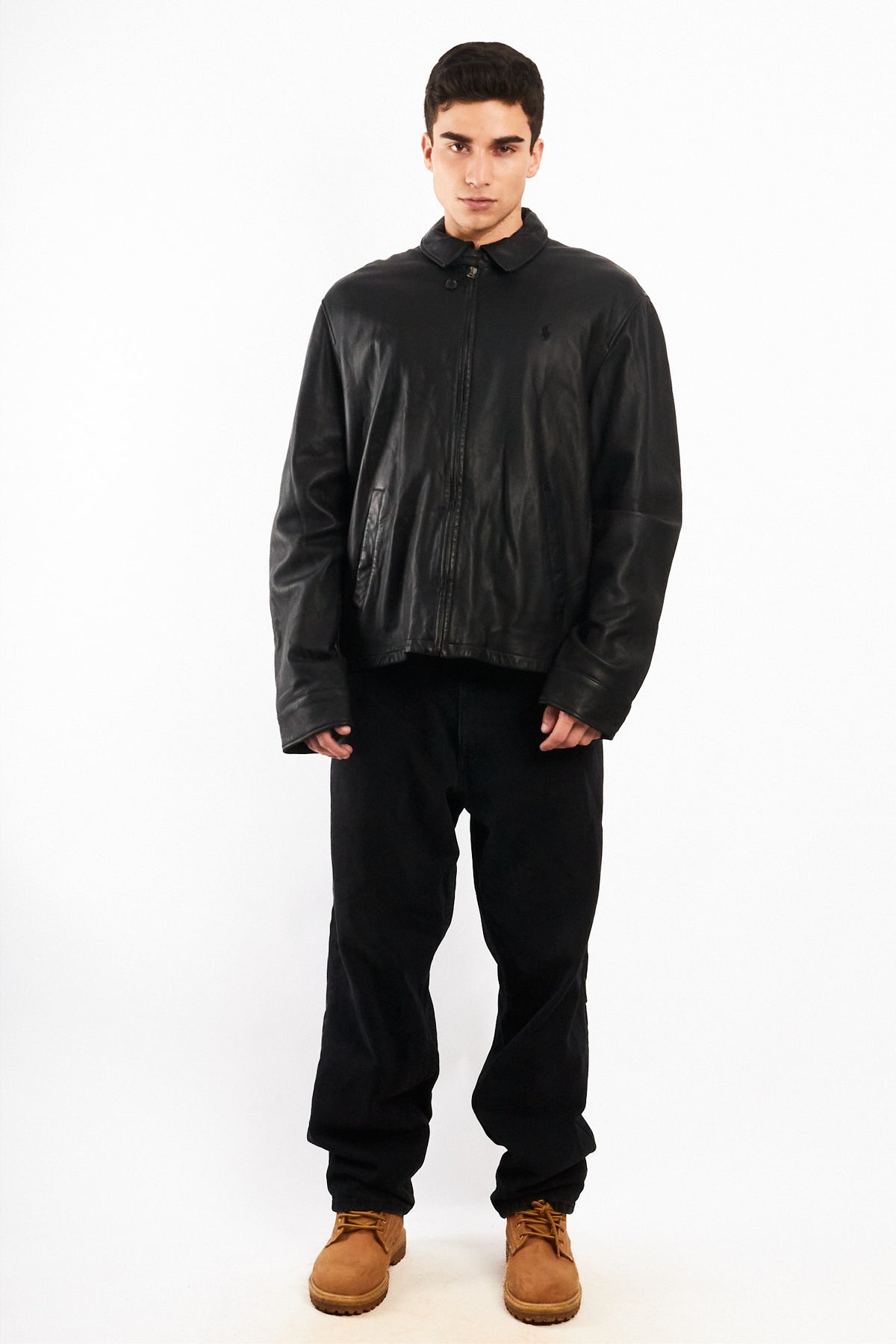 2010 Polo Ralph Lauren Black Leather Harrington  (L/XL)
