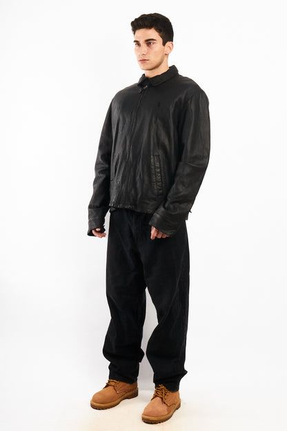 2010 Polo Ralph Lauren Black Leather Harrington  (L/XL)