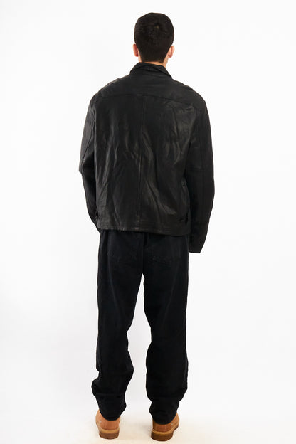 2010 Polo Ralph Lauren Black Leather Harrington  (L/XL)