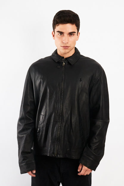 2010 Polo Ralph Lauren Black Leather Harrington  (L/XL)