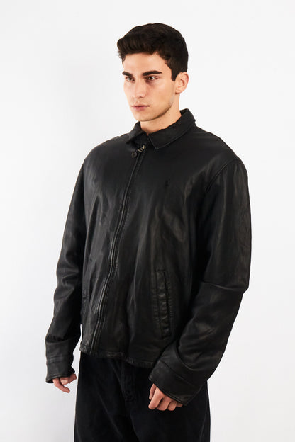 2010 Polo Ralph Lauren Black Leather Harrington  (L/XL)