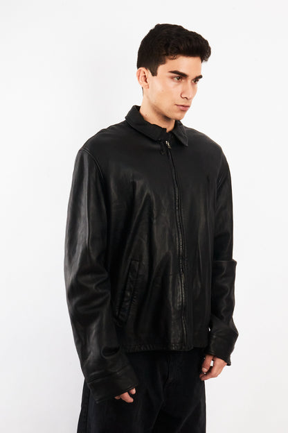 2010 Polo Ralph Lauren Black Leather Harrington  (L/XL)