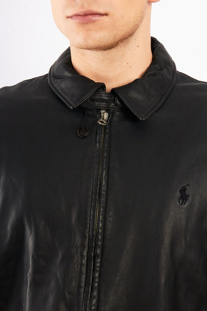 2010 Polo Ralph Lauren Black Leather Harrington  (L/XL)