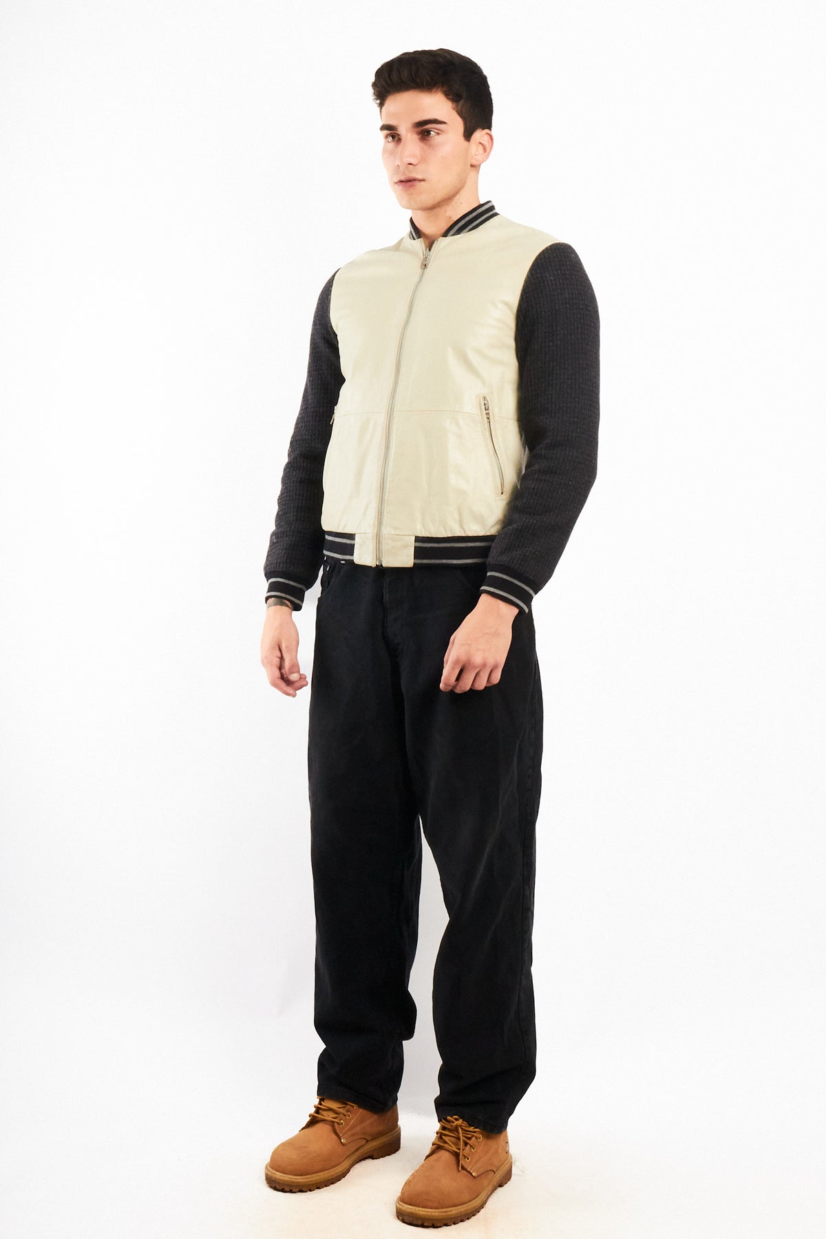 2000 Vintage Armani Exchange Leather Wool Varsity Jacket (S/M)