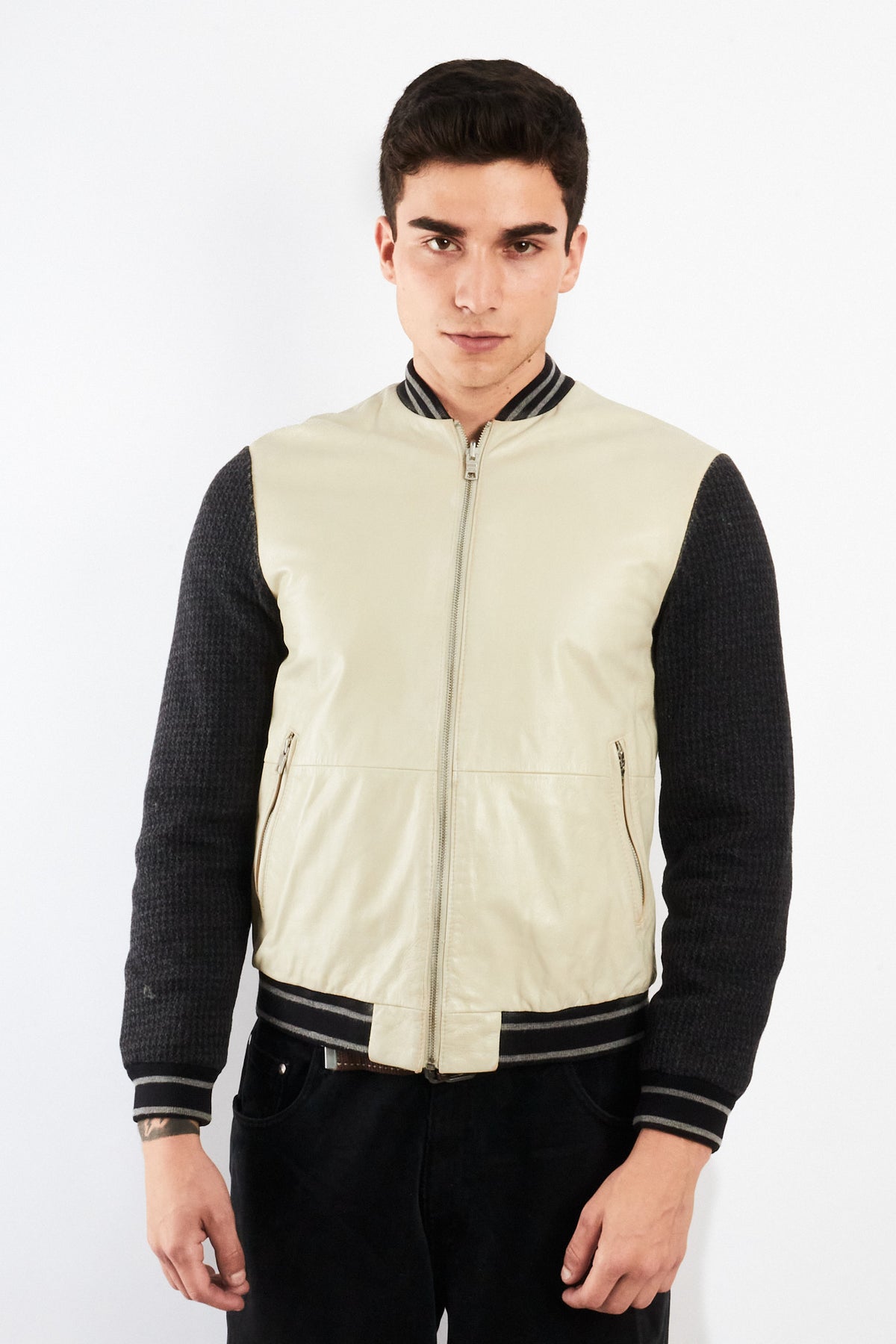 2000 Vintage Armani Exchange Leather Wool Varsity Jacket (S/M)