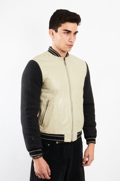 2000 Vintage Armani Exchange Leather Wool Varsity Jacket (S/M)
