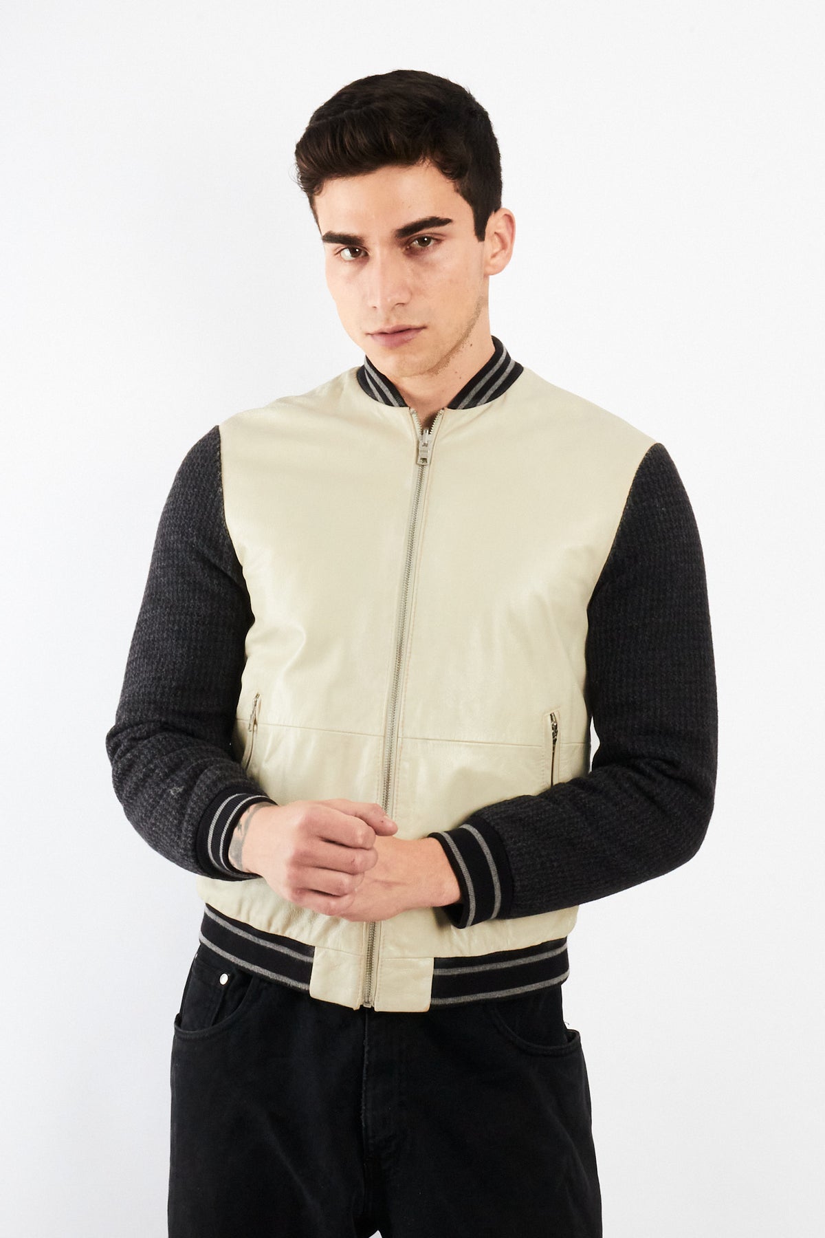 2000 Vintage Armani Exchange Leather Wool Varsity Jacket (S/M)