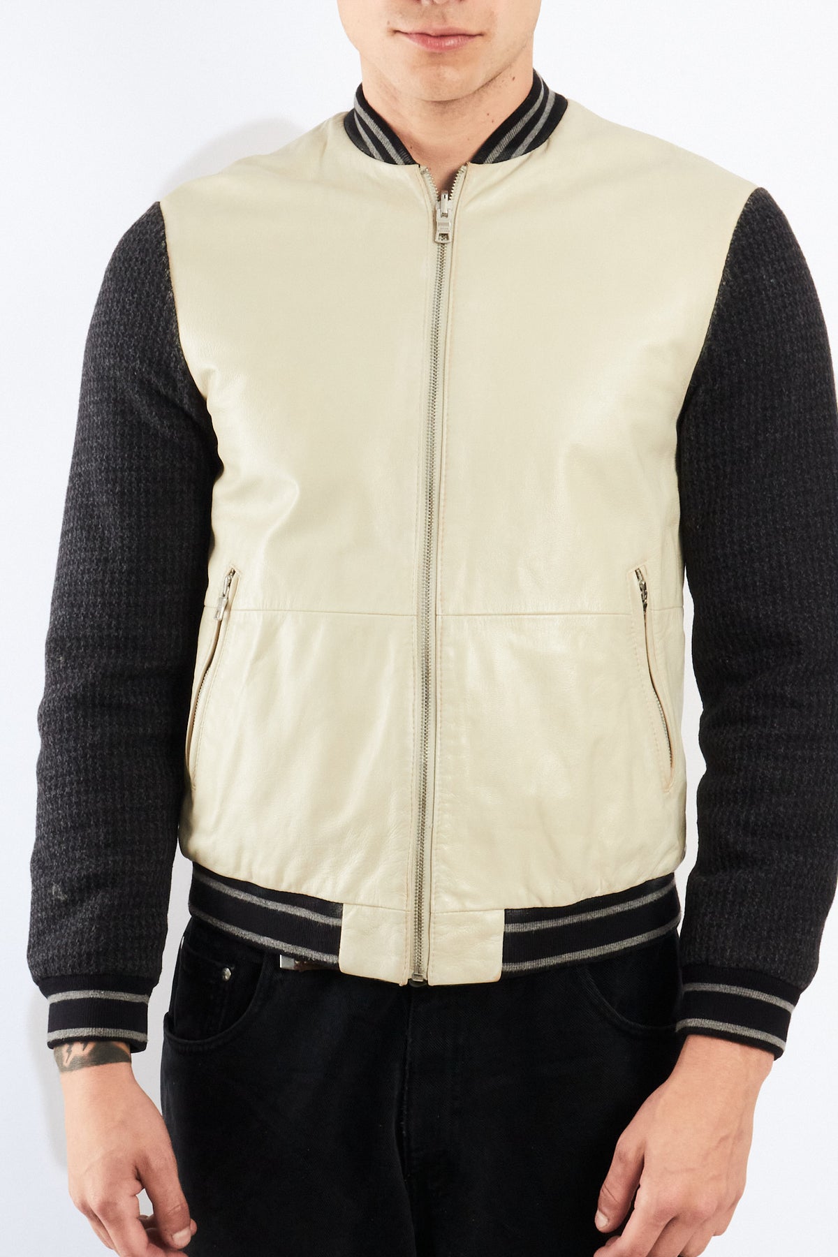 2000 Vintage Armani Exchange Leather Wool Varsity Jacket (S/M)
