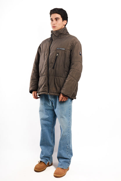 1990 Vintage Tommy Coldstop Gray Puffer Jacket (L)