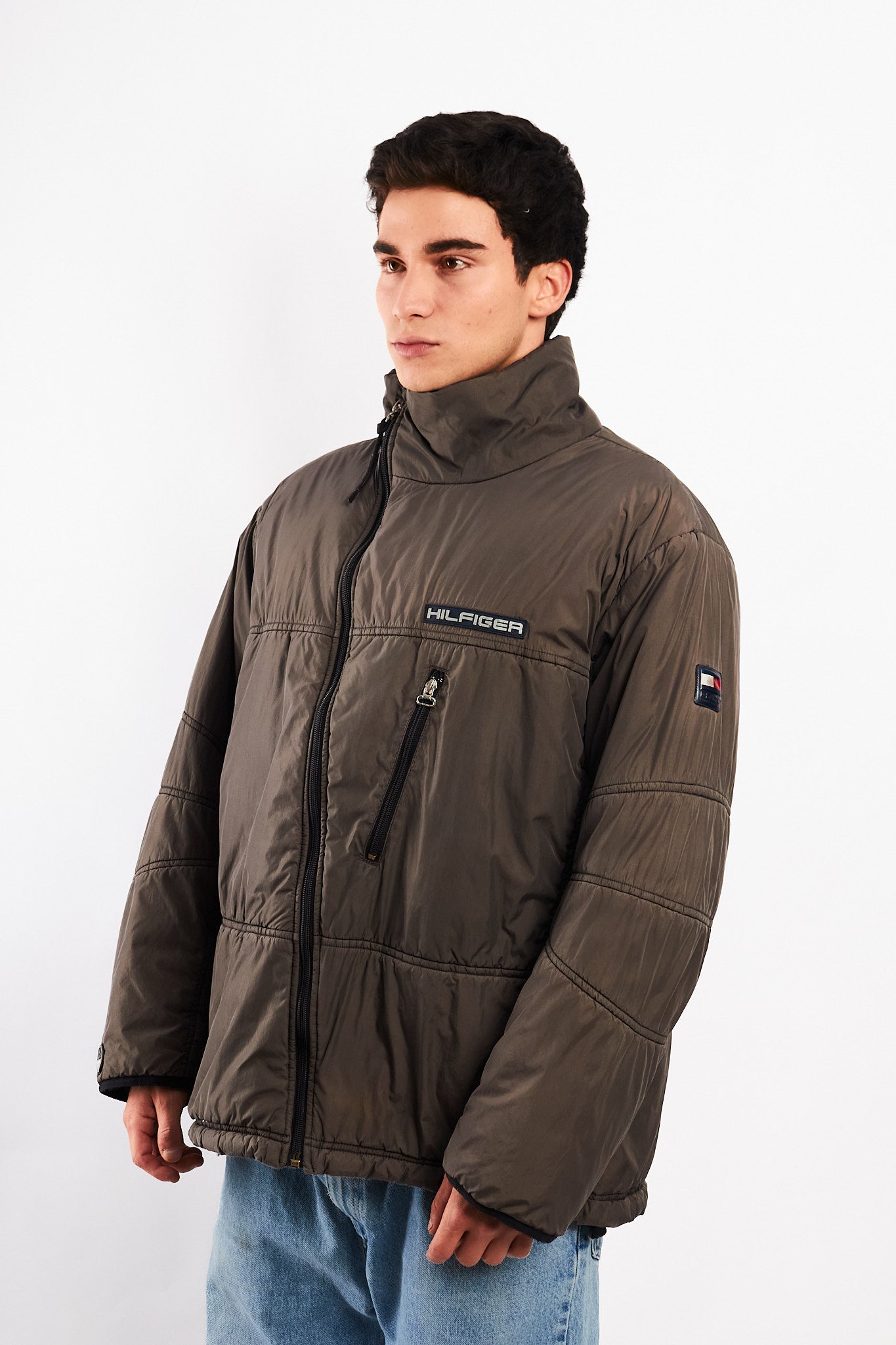 1990 Vintage Tommy Coldstop Gray Puffer Jacket (L)