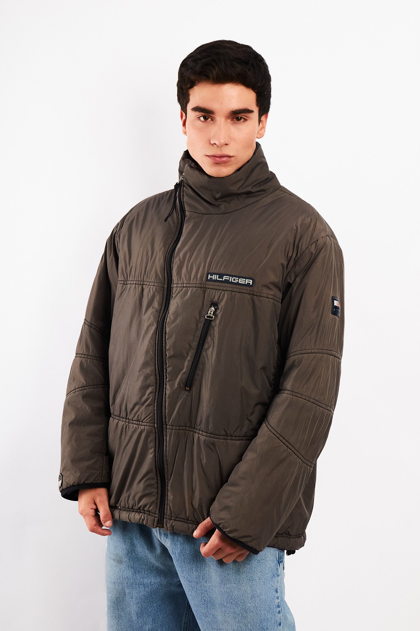 1990 Vintage Tommy Coldstop Gray Puffer Jacket (L)
