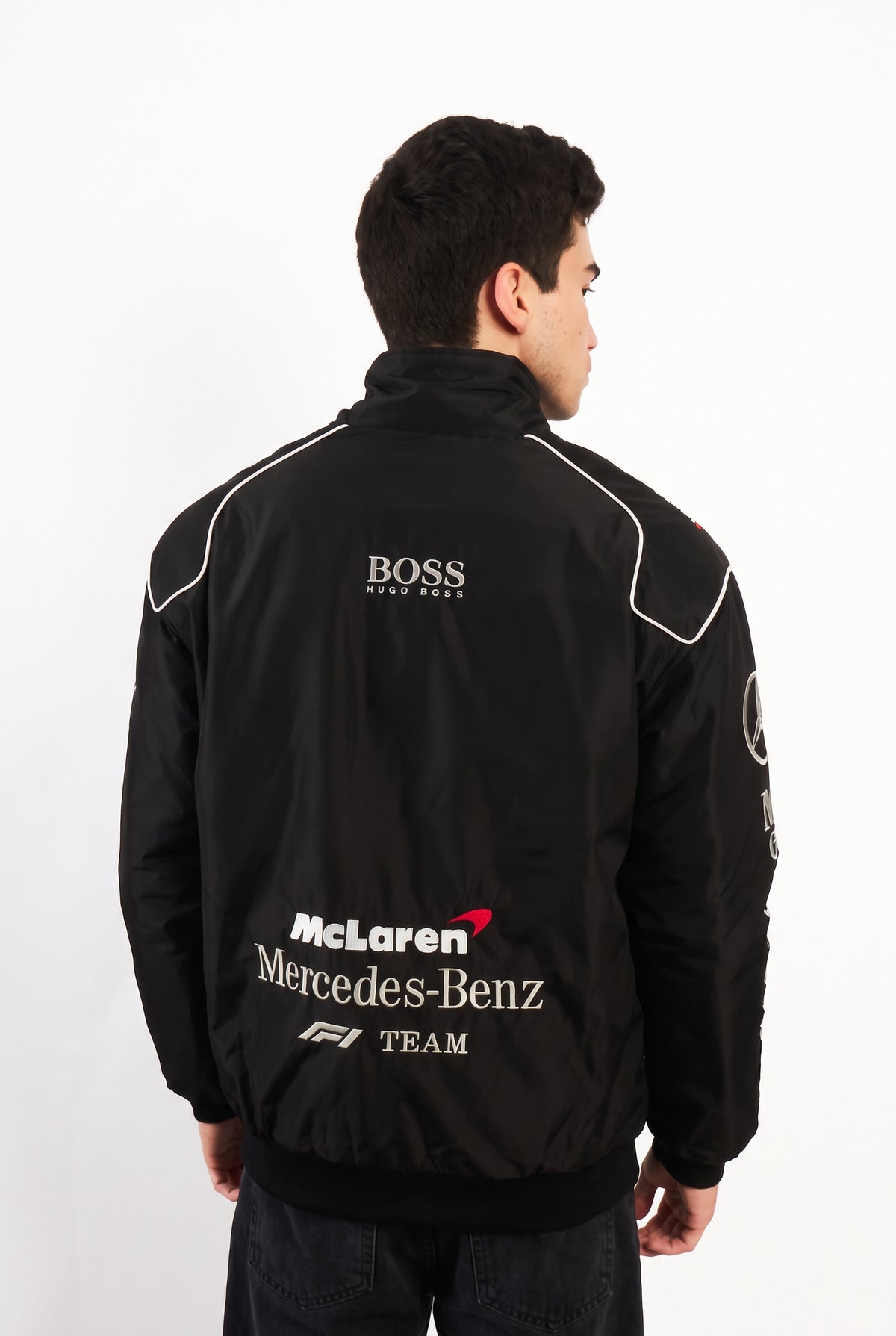 F1 Mclaren Mercedes Blackout Racing Jacket