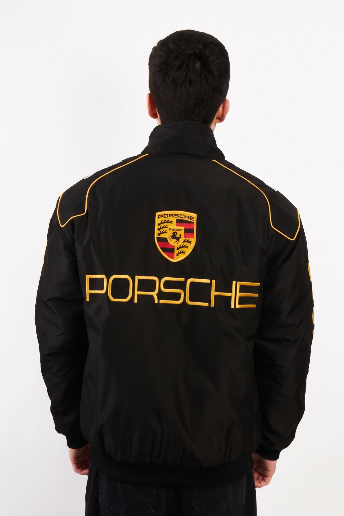 Porsche GT Motorsport Black and Gold Racing Jacket