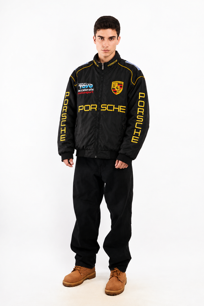 Porsche GT Motorsport Black and Gold Racing Jacket