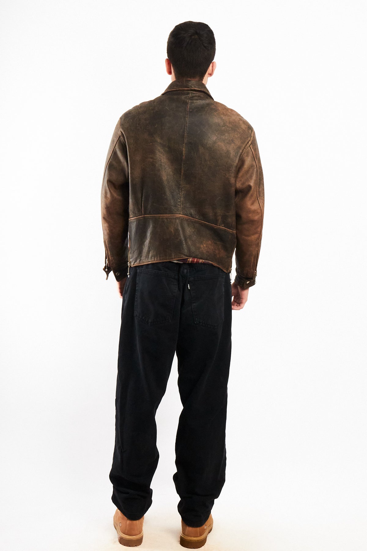 1990 Vintage Winlit Distressed Leather Utility Jacket (M)