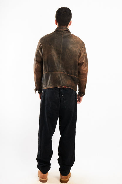1990 Vintage Winlit Distressed Leather Utility Jacket (M)