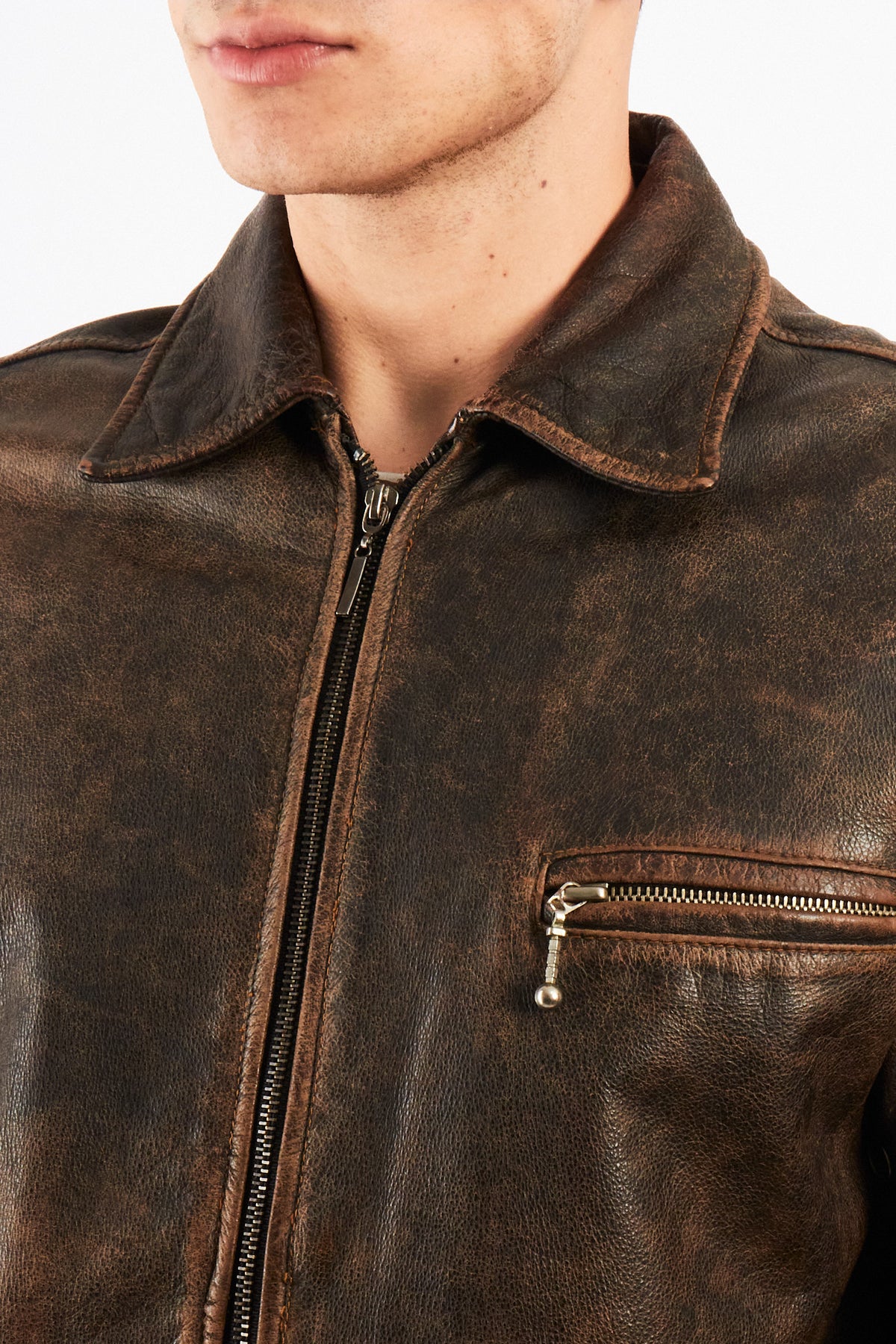 1990 Vintage Winlit Distressed Leather Utility Jacket (M)