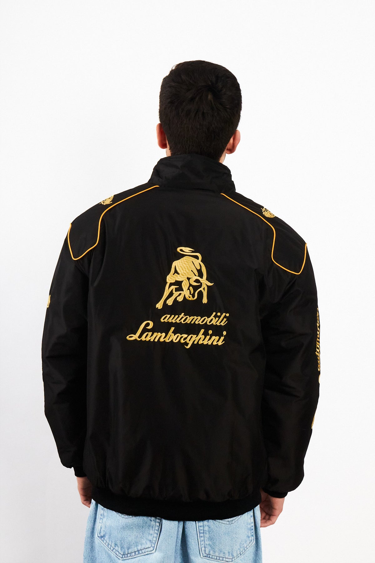Automobili Lamborghini GT Black and Gold Racing Jacket