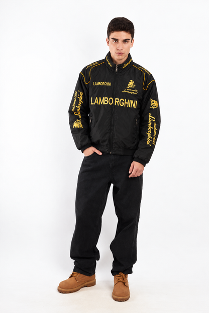 Automobili Lamborghini GT Black and Gold Racing Jacket