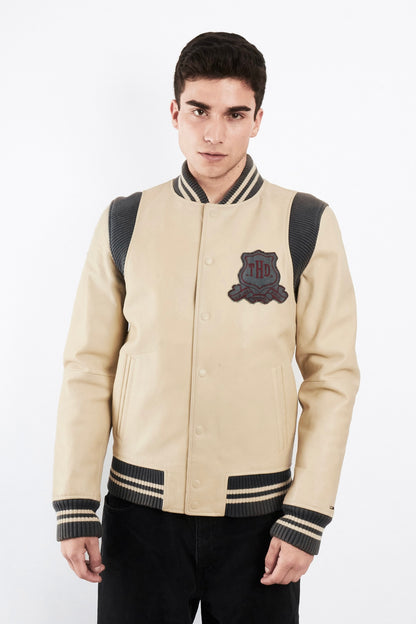 2000 Vintage Tommy Hilfiger Denim Leather Varsity Jacket (S/M)