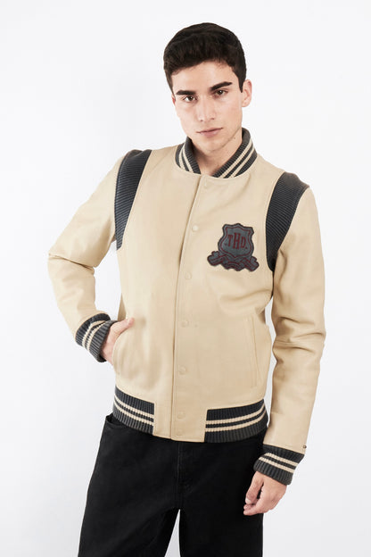 2000 Vintage Tommy Hilfiger Denim Leather Varsity Jacket (S/M)