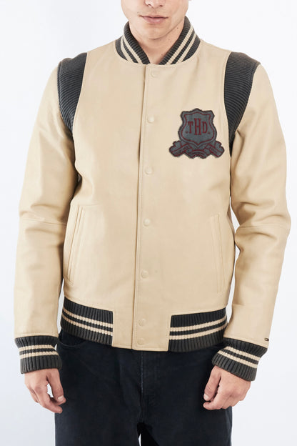 2000 Vintage Tommy Hilfiger Denim Leather Varsity Jacket (S/M)