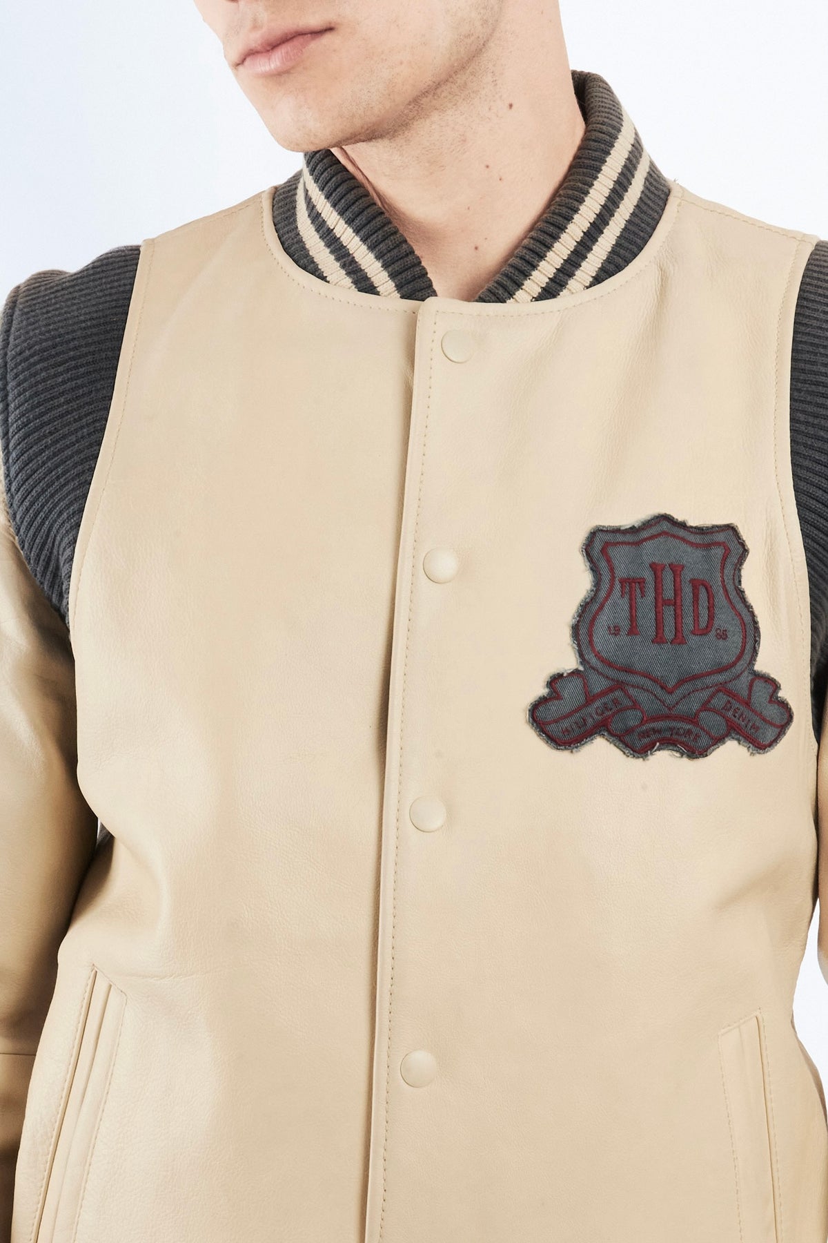 2000 Vintage Tommy Hilfiger Denim Leather Varsity Jacket (S/M)